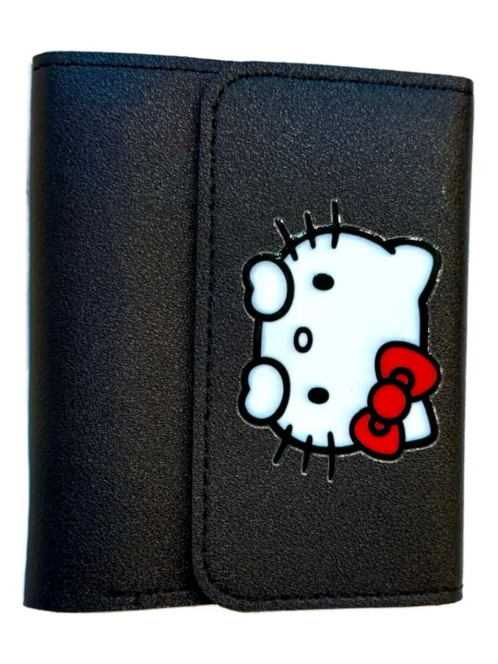 Hello Kitty Black Tri-Fold Wallet w/ Snap Closure ID Credit Card Bill Slots NEW